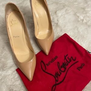 Christian Louboutin Pigalle Follies 100 Patent Leather Nude Pump